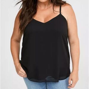 Torrid Soohie Chiffon Layered Swing Cami Trapeze Tank Top Black 1X